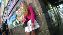 Hot Girl Upskirt Nice Dress Legs at Bus Stop